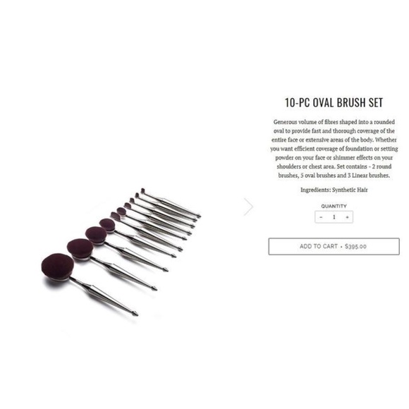 NEW Facebase 10pc Set of Pewter Oval Luscious Thick Makeup Brush Set Rtl $395 - Picture 4 of 6
